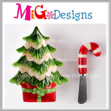 Low Price Gift Idea Christmas Tree Plate and Spreader Set